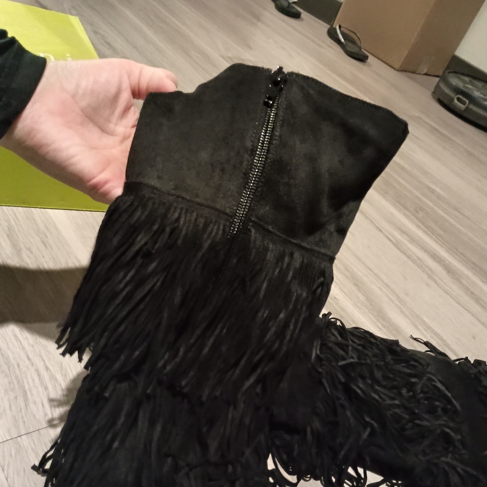 Lulu's Black Fringe Knee-High Boots - Picture 5 of 14